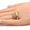 Anillo Multi Piedra 01.241.0022.08 Oro Laminado, con Blanca Cristal, Pulido, Tono Dorado (Size 8)