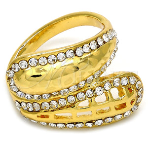 Anillo Multi Piedra 01.241.0022.08 Oro Laminado, con Blanca Cristal, Pulido, Tono Dorado (Size 8)