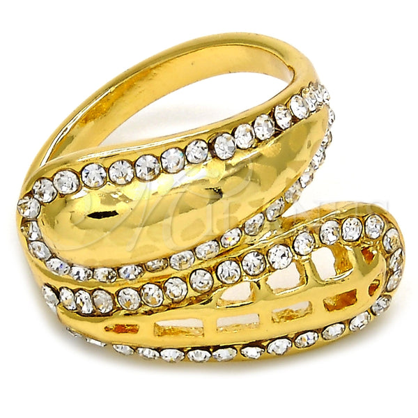 Anillo Multi Piedra 01.241.0022.09 Oro Laminado, con Blanca Cristal, Pulido, Tono Dorado (Size 9)