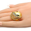 Anillo Multi Piedra 01.241.0021.07 Oro Laminado, con Blanca Cristal, Pulido, Tono Dorado (Size 7)