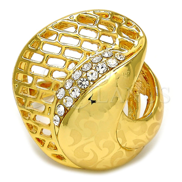 Anillo Multi Piedra 01.241.0021.09 Oro Laminado, con Blanca Cristal, Pulido, Tono Dorado (Size 9)