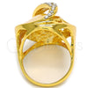 Anillo Multi Piedra 01.241.0023.08 Oro Laminado, Diseño de Estrella y Luna, con Blanca Cristal, Pulido, Tono Dorado (Size 8)