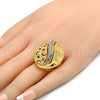 Anillo Multi Piedra 01.241.0023.09 Oro Laminado, Diseño de Estrella y Luna, con Blanca Cristal, Pulido, Tono Dorado (Size 9)