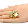 Anillo Multi Piedra 01.241.0023.09 Oro Laminado, Diseño de Estrella y Luna, con Blanca Cristal, Pulido, Tono Dorado (Size 9)
