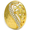 Anillo Multi Piedra 01.241.0023.09 Oro Laminado, Diseño de Estrella y Luna, con Blanca Cristal, Pulido, Tono Dorado (Size 9)
