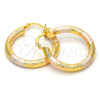 Argolla Pequeña 5.139.003.1.30 Oro Laminado, Diseño de Hueco, Diamantado, Tres Tonos