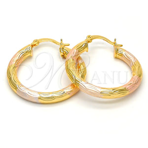 Argolla Pequeña 5.139.003.1.30 Oro Laminado, Diseño de Hueco, Diamantado, Tres Tonos