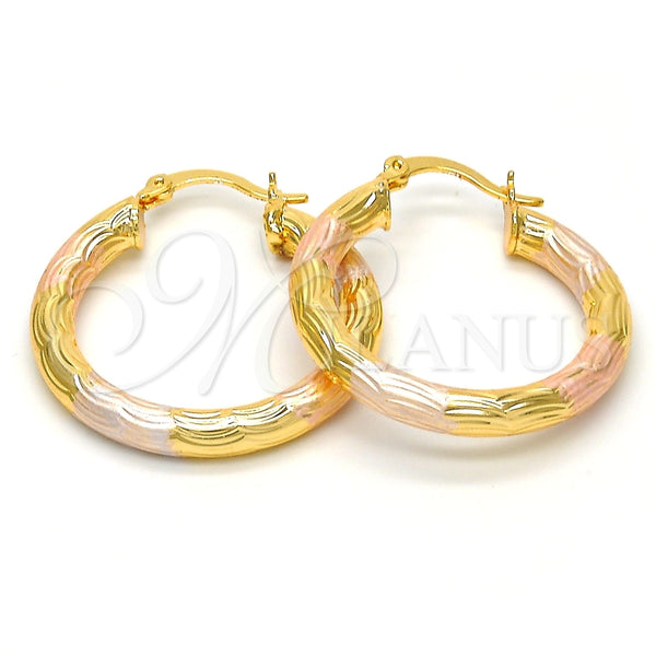 Argolla Pequeña 5.139.003.1.30 Oro Laminado, Diseño de Hueco, Diamantado, Tres Tonos