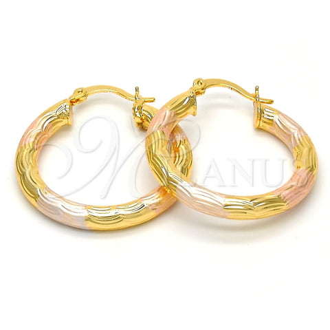 Argolla Pequeña 5.139.003.1.30 Oro Laminado, Diseño de Hueco, Diamantado, Tres Tonos