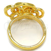 Anillo Multi Piedra 01.241.0025.08 Oro Laminado, Diseño de Flor, con Blanca Cristal, Pulido, Tono Dorado (Size 8)