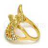 Anillo Multi Piedra 01.241.0026.10 Oro Laminado, Diseño de Mariposa, con Cristal Blanca, Pulido, Tono Dorado (Tamaño 10)