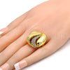 Anillo Multi Piedra 01.241.0027.09 Oro Laminado, con Blanca Cristal, Pulido, Tono Dorado (Size 9)