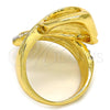 Anillo Multi Piedra 01.241.0028.09 Oro Laminado, Diseño de Llave Griega, con Blanca Cristal, Pulido, Tono Dorado (Size 9)