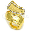 Anillo Multi Piedra 01.241.0028.09 Oro Laminado, Diseño de Llave Griega, con Blanca Cristal, Pulido, Tono Dorado (Size 9)