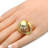 Anillo Multi Piedra 01.241.0029.10 Oro Laminado, Diseño de Llave Griega, con Blanca Cristal, Pulido, Tono Dorado (Size 10)