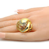Anillo Multi Piedra 01.241.0029.10 Oro Laminado, Diseño de Llave Griega, con Blanca Cristal, Pulido, Tono Dorado (Size 10)