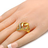 Anillo Multi Piedra 01.241.0030.07 Oro Laminado, Diseño de Llave Griega, con Blanca Cristal, Pulido, Tono Dorado (Size 7)