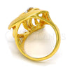 Anillo Multi Piedra 01.241.0030.07 Oro Laminado, Diseño de Llave Griega, con Blanca Cristal, Pulido, Tono Dorado (Size 7)