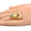 Anillo Multi Piedra 01.241.0031.07 Oro Laminado, Diseño de Flor, con Blanca Cristal, Pulido, Tono Dorado (Size 7)