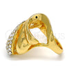 Anillo Multi Piedra 01.241.0031.09 Oro Laminado, Diseño de Flor, con Blanca Cristal, Pulido, Tono Dorado (Size 9)