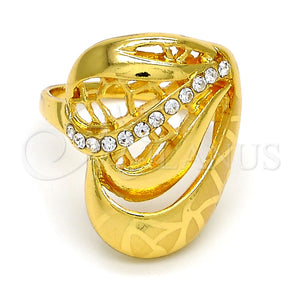 Anillo Multi Piedra 01.241.0032.07 Oro Laminado, Diseño de Corazón, con Blanca Cristal, Pulido, Tono Dorado (Size 7)