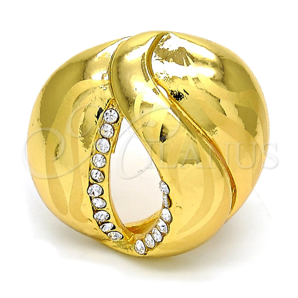 Anillo Multi Piedra 01.241.0035.10 Oro Laminado, con Blanca Cristal, Pulido, Tono Dorado (Size 10)