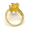 Anillo Multi Piedra 01.241.0036.08 Oro Laminado, Diseño de Flor y Mariposa, con Blanca Cristal, Pulido, Tono Dorado (Size 8)