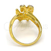 Anillo Multi Piedra 01.241.0036.10 Oro Laminado, Diseño de Flor y Mariposa, con Blanca Cristal, Pulido, Tono Dorado (Size 10)