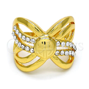 Anillo Multi Piedra 01.241.0037.07 Oro Laminado, con Blanca Cristal, Pulido, Tono Dorado (Size 7)