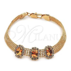Pulsera Elegante 5.021.007.3 Oro Laminado, con Chanpan Oscuro and Blanca Zirconia Cubica, Pulido, Tono Dorado (13 MM Thickness, 8 Inches Length)