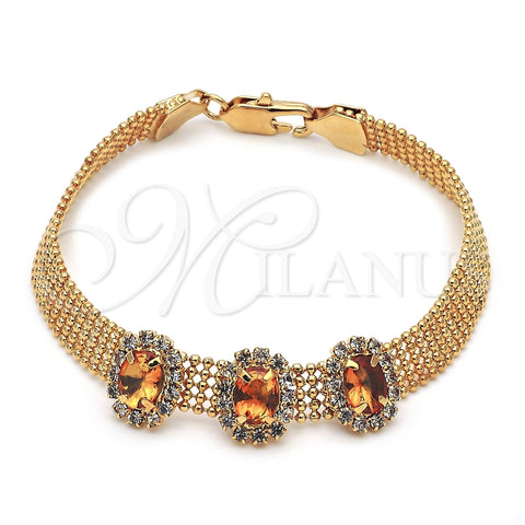 Pulsera Elegante 5.021.007.3 Oro Laminado, con Chanpan Oscuro and Blanca Zirconia Cubica, Pulido, Tono Dorado (13 MM Thickness, 8 Inches Length)