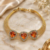 Pulsera Elegante 5.021.005.3 Oro Laminado, Diseño de Corazón, con Zirconia Cubica Topacio y Blanca, Pulido, Tono Dorado (Grosor 10 MM, 8 Pulgadas de Largo)