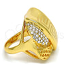 Anillo Multi Piedra 01.241.0038.09 Oro Laminado, Diseño de Llave Griega, con Blanca Cristal, Pulido, Tono Dorado (Size 9)