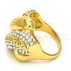 Anillo Multi Piedra 01.241.0040.08 Oro Laminado, Diseño de Llave Griega, con Blanca Cristal, Pulido, Tono Dorado (Size 8)