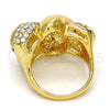 Anillo Multi Piedra 01.241.0040.08 Oro Laminado, Diseño de Llave Griega, con Blanca Cristal, Pulido, Tono Dorado (Size 8)