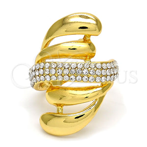 Anillo Multi Piedra 01.241.0041.08 Oro Laminado, con Blanca Cristal, Pulido, Tono Dorado (Size 8)