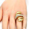 Anillo Multi Piedra 01.241.0041.09 Oro Laminado, con Blanca Cristal, Pulido, Tono Dorado (Size 9)