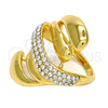 Anillo Multi Piedra 01.241.0041.09 Oro Laminado, con Blanca Cristal, Pulido, Tono Dorado (Size 9)