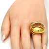 Anillo Multi Piedra 01.241.0055.09 Oro Laminado, con Blanca Cristal, Pulido, Tono Dorado (Size 9)