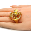 Anillo Multi Piedra 01.241.0056.07 Oro Laminado, Diseño de Espiral, con Blanca Cristal, Pulido, Tono Dorado (Size 7)