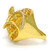 Anillo Multi Piedra 01.241.0056.07 Oro Laminado, Diseño de Espiral, con Blanca Cristal, Pulido, Tono Dorado (Size 7)