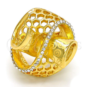 Anillo Multi Piedra 01.241.0056.07 Oro Laminado, Diseño de Espiral, con Blanca Cristal, Pulido, Tono Dorado (Size 7)