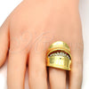 Anillo Multi Piedra 01.241.0043.09 Oro Laminado, con Blanca Cristal, Pulido, Tono Dorado (Size 9)