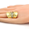 Anillo Multi Piedra 01.241.0043.09 Oro Laminado, con Blanca Cristal, Pulido, Tono Dorado (Size 9)