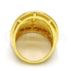 Anillo Multi Piedra 01.241.0043.09 Oro Laminado, con Blanca Cristal, Pulido, Tono Dorado (Size 9)