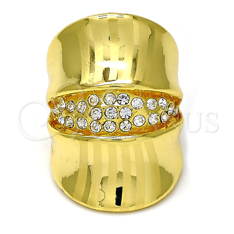 Anillo Multi Piedra 01.241.0043.10 Oro Laminado, con Blanca Cristal, Pulido, Tono Dorado (Size 10)
