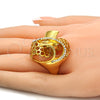 Anillo Multi Piedra 01.241.0056.09 Oro Laminado, Diseño de Espiral, con Blanca Cristal, Pulido, Tono Dorado (Size 9)