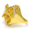 Anillo Multi Piedra 01.241.0056.09 Oro Laminado, Diseño de Espiral, con Blanca Cristal, Pulido, Tono Dorado (Size 9)