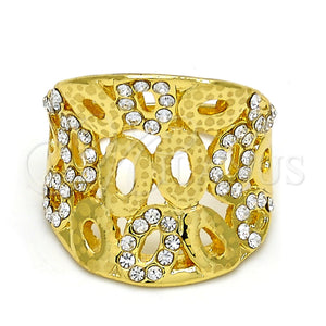 Anillo Multi Piedra 01.241.0044.08 Oro Laminado, con Blanca Cristal, Pulido, Tono Dorado (Size 8)
