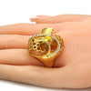 Anillo Multi Piedra 01.241.0056.10 Oro Laminado, Diseño de Espiral, con Blanca Cristal, Pulido, Tono Dorado (Size 10)